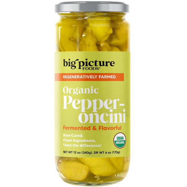 Big Picture Foods Big Picture Organic Pepperoncini/Whole in Jar - Zesty Macedonian Green Peppers for