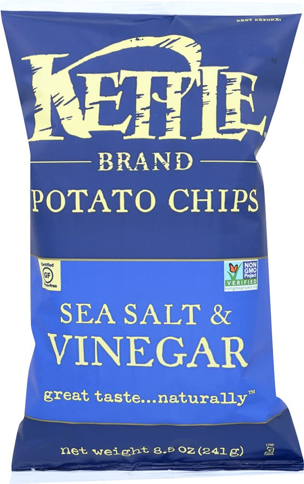 Kettle Brand Potato Chips, Sea Salt and Vinegar, 8.5 Ounce
