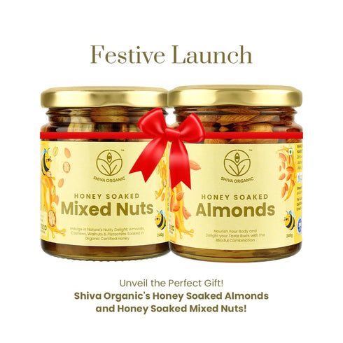 240g Shiva Organic's Honey Soaked Mixed Nuts and Almonds Combo, each