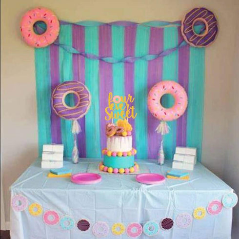 XXDecor 4th 4th Donut Birthday Cake Topper Gold Glitter Donut Fourever Sweet Cake Decor Donut Grow Up/Too Sweet/Forever