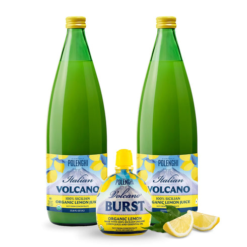 Italian Volcano Organic Lemon Juice 33.8 Ounces - 2 Pack Bundled Kit