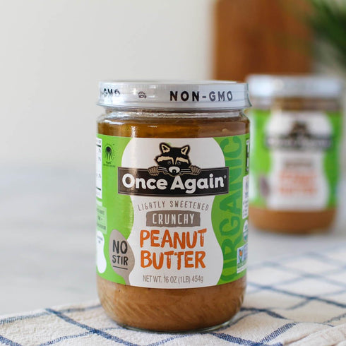 16oz Once Again Organic Crunchy Peanut Butter, - American Classic, No Stir - Lightly Sweetened & Salted - USDA Organic