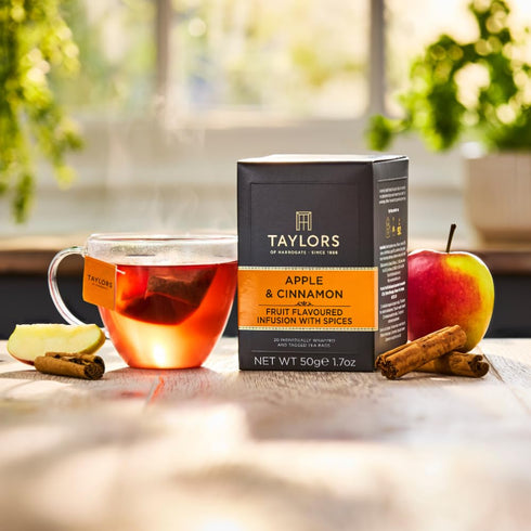 20 Count (Pack 1), 20 Taylors of Harrogate Apple & Cinnamon, Herbal Tea, Individually Wrapped Bags, of Spiced, Fruity