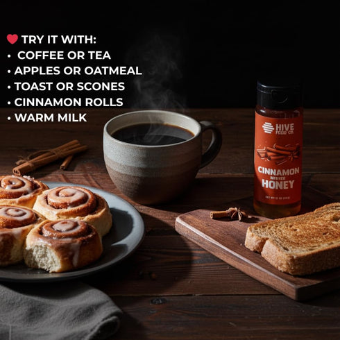 100% 12oz (12 oz, HIVE Food Co. Infused Honey Pure American Raw & Unfiltered with Gourmet Natural Flavors Small Batch