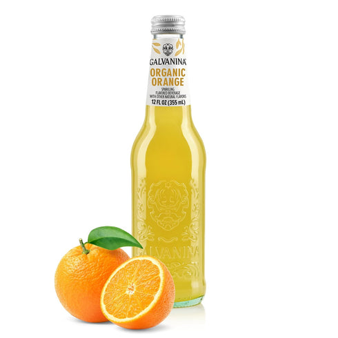 Galvanina Orange Premium Organic Italian Sparkling Soda, 12 fl oz Glass Bottle
