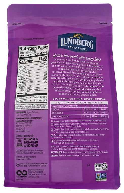 KEZATAAK 32 oz 2 (Pack 6) Lundberg Organic California White Jasmine Rice - - pc