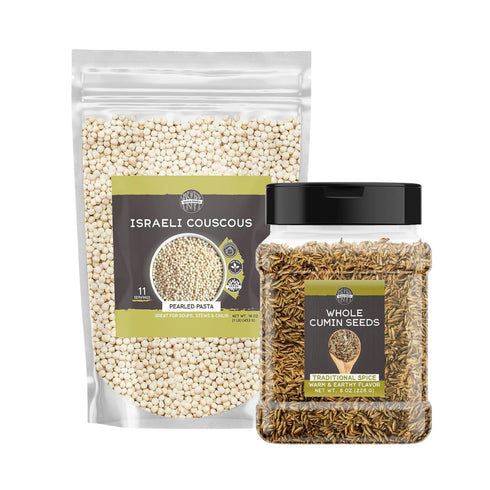 Birch & Meadow Israeli Couscous and Whole Cumin Seeds Bundle, Various Sizes,