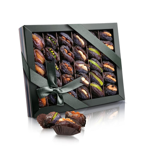 26.4 Oz (750g) Malatya Pazari Mixed Stuffed Dates Gift Box Medjool Dates Filled with Nuts & Dried Fruit Gourmet Healthy