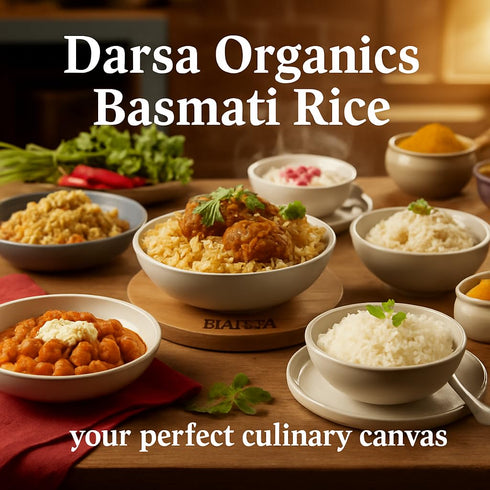 (2lb) Darsa Organics White Basmati Rice - USDA Organic Long Grain White Rice from India - Premium Aromatic & Fluffy
