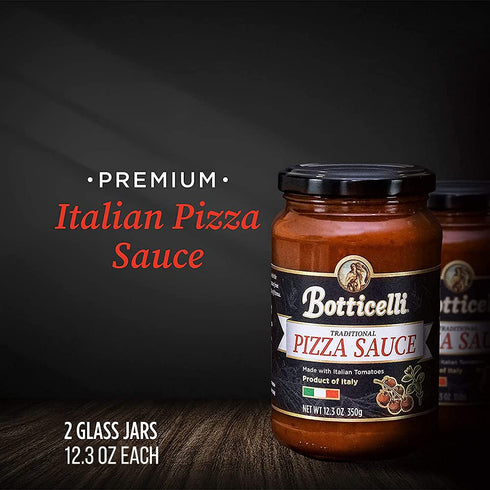 Botticelli Premium Italian Pizza Sauce for Authentic Italian Taste - (Pack of 2) - Made in Italy, Low Carb, Low Sugar, Keto-Friendly Premium Italian Pizza Sauce - 12.3oz