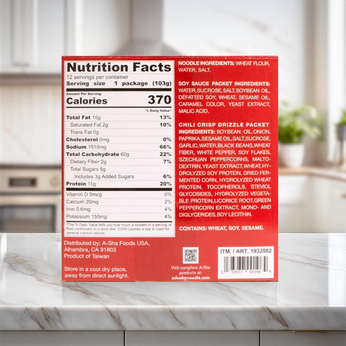 (24 Packs) 11g A-Sha Squiggly Noodle with Chili Crisp Drizzle and Rich Soy Sauce | of Protein | Premium Air Dried Never