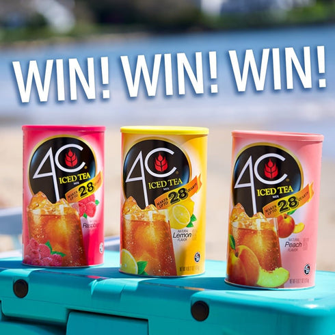 4C 3 Pack, 28 Powdered Drink Mix Cannisters, Peach Tea Quarts, Family Sized Cannister, Thirst Quenching & Refreshing