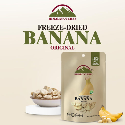 20g/EACH 10 Himalayan Chef Freeze-Dried Fruit, Freeze-Dried Banana Crisp, Bags | Healthy Snacks, Organic Fruits Snacks