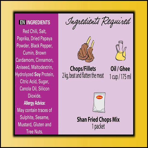 (50g) Packets (Pack 4) Shan - Fried Chops/Steak Seasoning Mix - Spice for Spicy Fried Meat