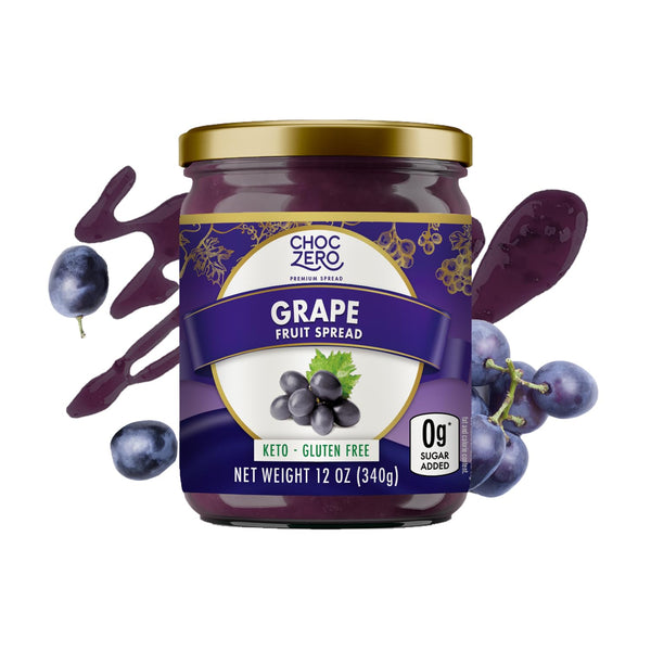 ChocZero Keto Grape Jam, No Added Sugar Fruit Spread Preserves, Concord Jelly,