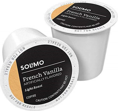 Amazon Brand - Solimo Light Roast Coffee Pods, French Vanilla Flavored, Compatible with Keurig 2.0 K-Cup