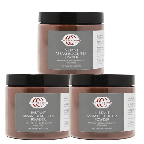 Civilized Coffee Instant Assam Black Tea Powder For Hot Tea, Iced Tea
