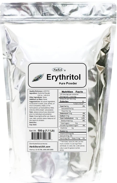 NuSci 100% 1000 2.2 Erythritol pure powder Pure Zero Calorie Sugar Substitute Sweetener g - pounds