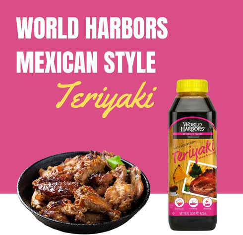 16-Fl Oz (Pack 6) World Harbors Maui Mountain Teriyaki Sauce & Marinade Perfect for Fish, Chicken, Beef, Pork, Wings