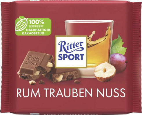 42,3 Ritter Sport Chocolate | Ritter Sport Variety Rum Grape Nut | Ritter Chocolate | German Chocolate Bars | Ounce