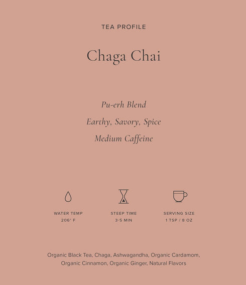 Art of Tea Chaga Chai 3oz, Chaga Mushroom Tea, Wellness Loose Leaf Artisan Tea