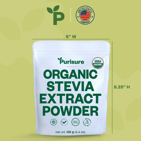 Purisure Stevia Concentrated Powder, 125 g, Premium Zero Calorie Sweetener for Baking