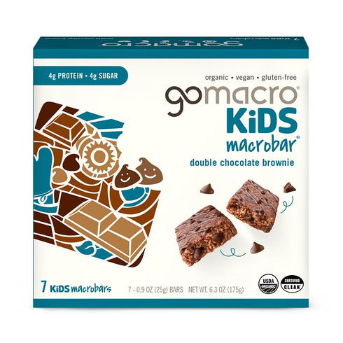 GoMacro Kids MacroBar Organic Vegan Snack Bars, Double Chocolate Brownie, 0.90 Ounce Bars, 7 Count