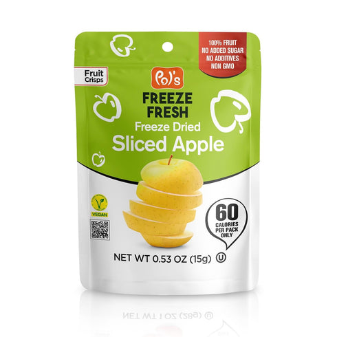 12 Pack (0.53 Oz Pols Freeze Fresh - Freeze-Dried Sliced Apples Each), No Sugar, Non-GMO, Kosher, Vegan, Gluten-Free