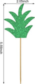 48 Pieces Green Pineapple Palm Leaf Cupcake Toppers, Glitter Tropical Food Picks for Summer Beach Party
