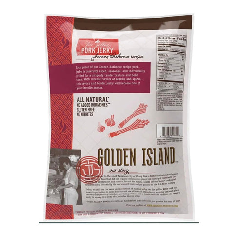 Generic 14.5 oz Golden Island Korean BBBQ Pork Jerky, Fire-Grilled Pork Jerky, Sweet & Savory Flavor, High Protein