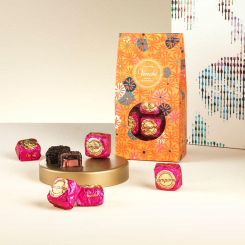 10.16 oz, Venchi - Murrine Gift Box with Raspberry Chocoviar and Dark Chocolate, Gluten-Free, No Artificial Colors