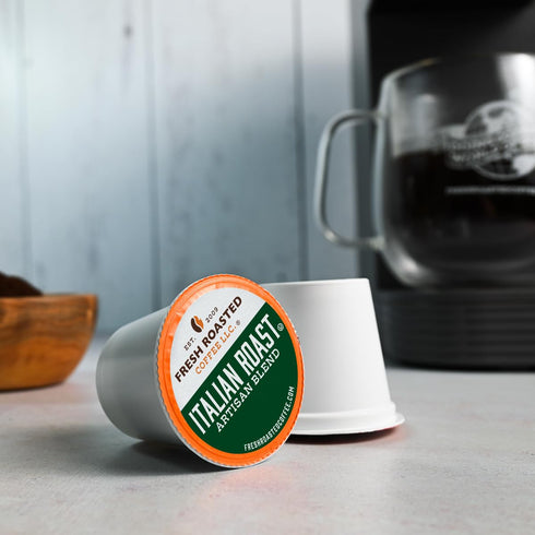96 Fresh Roasted Coffee, Italian Roast, Dark, Pods for K Cup Brewers