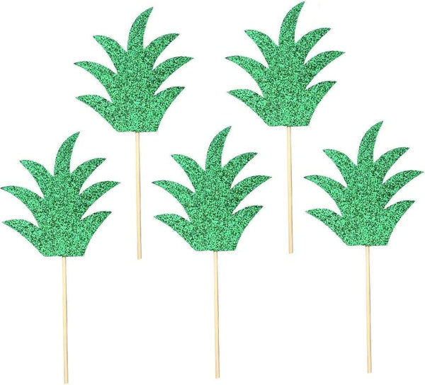30pcs Pineapple Leaf Cake Toppers and Cupcake Toppers for Wedding and Birthday Party Decor
