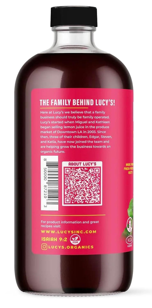 99% 34 oz. Lucys Family Owned - AMERICAN BEETS Organic Pure Beet Juice, Glass Bottle (Fresh Pressed and Pasteurized)