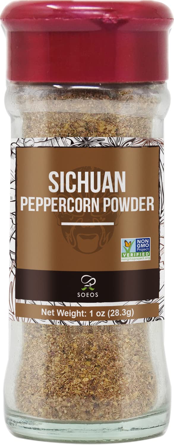 Soeos Sichuan Peppercorn Powder, 1oz (28.3g), Non-GMO Verified Ground Sichuan Green Peppercorns for Mapo Tofu