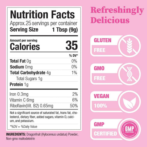 Pink Pitaya Powder, 8 Ounces, Non-GMO, Gluten Free, Vegan, Locally Packaged in California