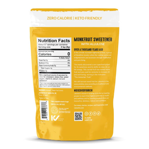 1 lb) Lakanto Golden Monk Fruit Sweetener with Allulose - Raw Cane Sugar Substitute, Coffee, Tea, Baking, Erythritol