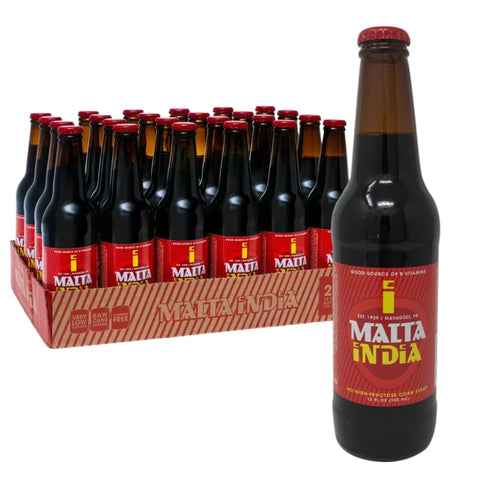 Generic Malta India Malt Beverage Non-Alcoholic, 12 fl oz (24-Pack Glass Bottles)