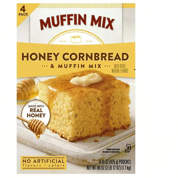 Generic Natural Honey Cornbread and Muffin Mix, 60 oz, Bakes 48 Cornbread Squares