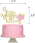 A Little Pumpkin is On Her Way Cake Topper, Pink Glitter Baby Shower Decoration for Fall Theme Party