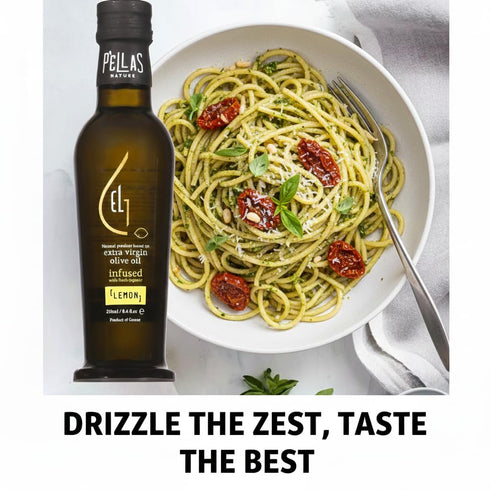 8.45 oz Organic Lemon Infused Extra Virgin Olive Oil French Glass Bottle, Single Origin Ultra Premium Gourmet Cooking