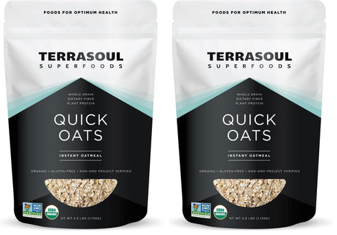 Terrasoul Superfoods Organic Instant Quick Oats, 2.5 Lbs, Premium Grade, Non-GMO, Gluten-Free