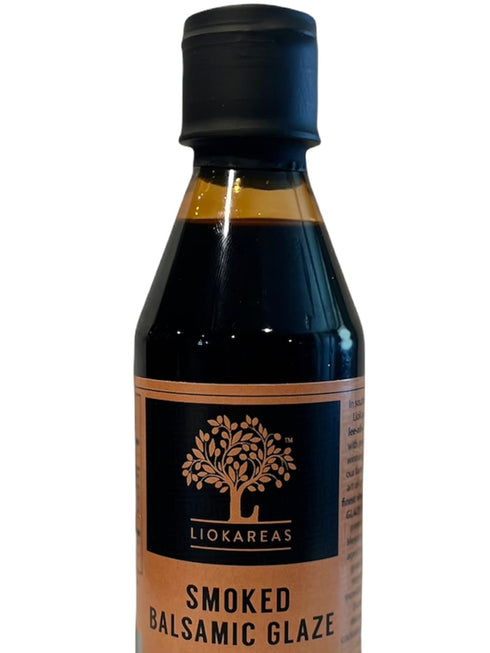 8.45oz Liokareas Greek Smoked Balsamic Glaze - Organic - NonGMO - - Made from Grapes Grown In Greece - NO ADDED SUGARS