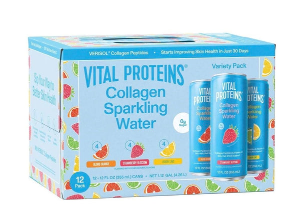 Vital Proteins Collagen Sparkling Water | Variety Pack (Strawberry Blossom, Blood Orange,