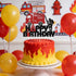 Firefighter-Themed Glitter Fire Truck Cake Topper for Kids' Birthday Parties