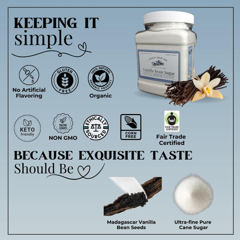 1.8 lbs 1 Pack 27 Oz Organic Madagascar Vanilla Ultra-fine Sugar | For Chefs, Home Cooking, Ice Cream, Cocktails
