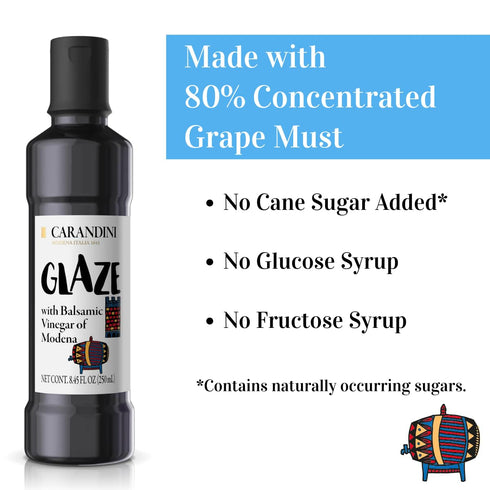 8.45 Oz Pack 2 CARANDINI Glaze with Balsamic Vinegar of Modena Non-GMO, Vegan, Gluten-Free, Made Without Glucose Syrup
