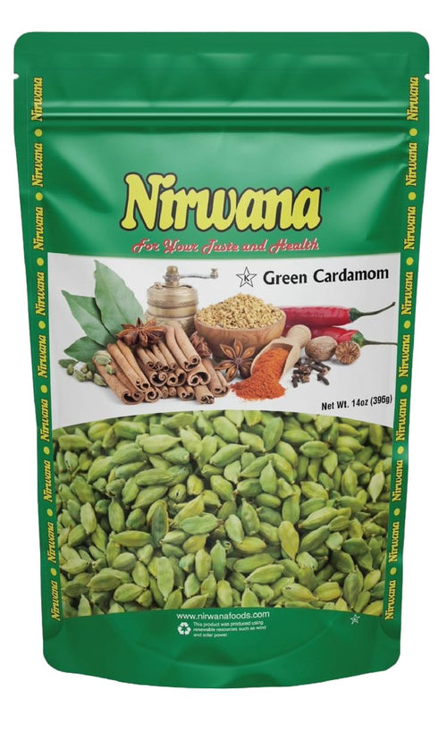 Premium Green Cardamom Pods - 14oz (396g) - Aromatic Whole Cardamom for