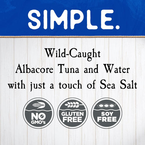 Albacore 4.6 oz Blue Harbor Fish Co. Wild Solid White Tuna in Water with Sea Salt - Can