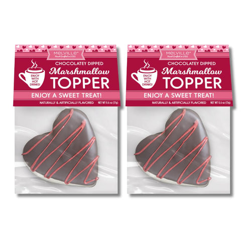 Chocolatey Dipped Marshmallow Toppers - Pack of 2 - Heart Shaped Marshmallows